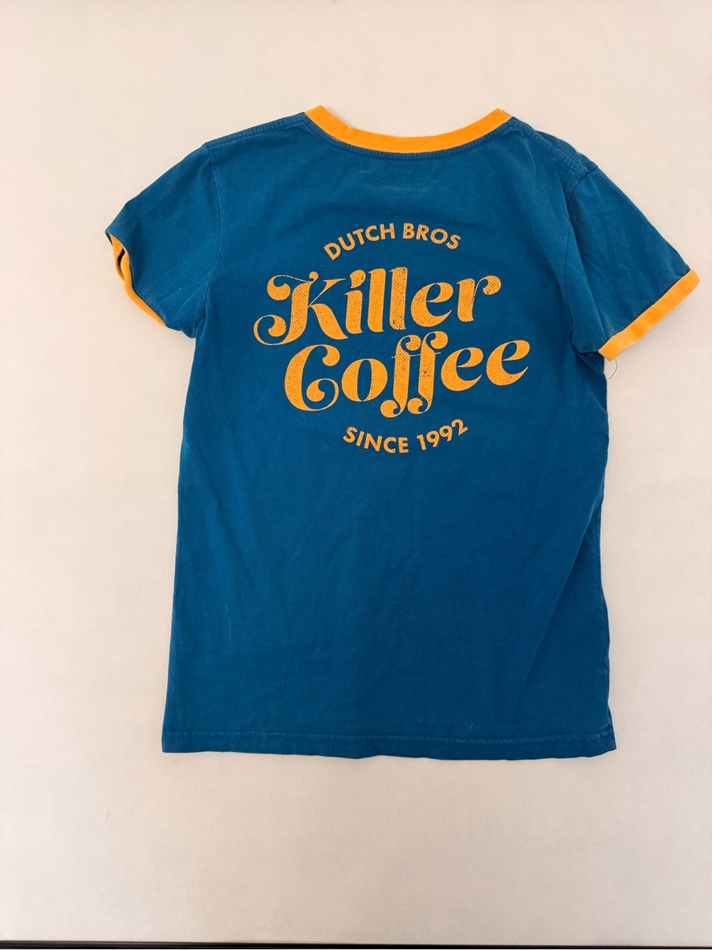 Dutch bros Blue & Yellow Ringer Tee - Picture 7 of 7